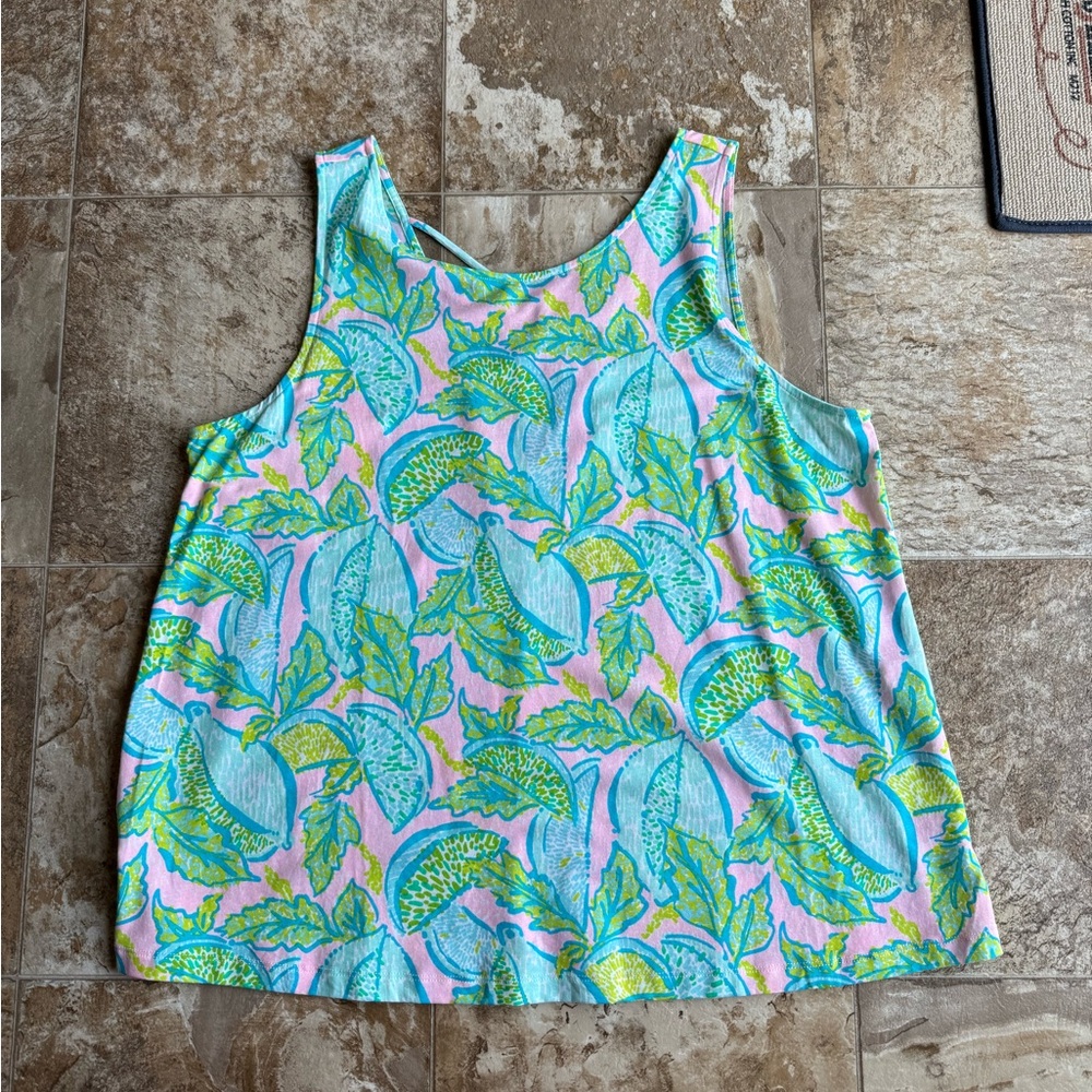 NWOT Lilly Pulitzer Kristen Tank Top XL Urchin Pink Vitamin Sea